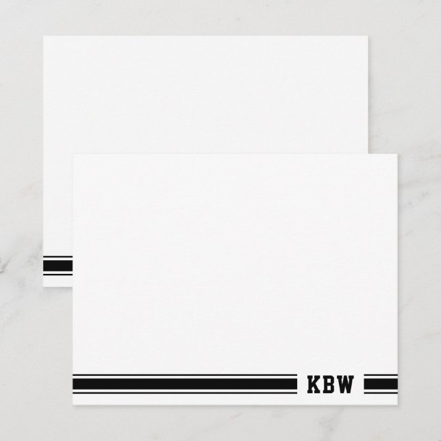 Monogram Sporty Band Black & White Note Card (Front/Back)