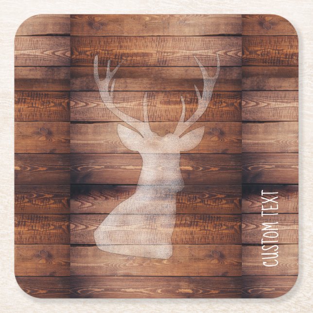 Monogram Spray Painted Deer on Wood Coasters (Front)