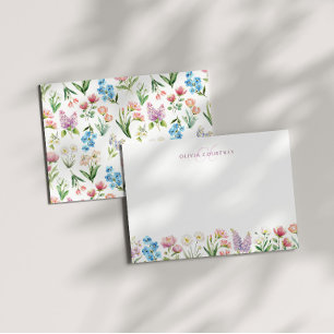 Monogram Spring Floral Wildflowers  Card