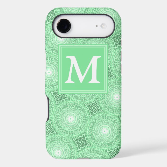 Monogram spring green circles pattern (Back)