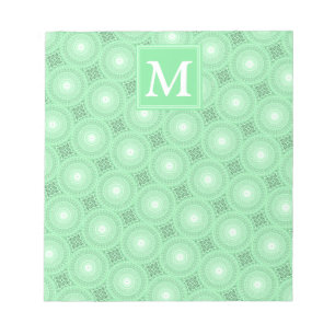 Monogram spring green circles pattern notepad