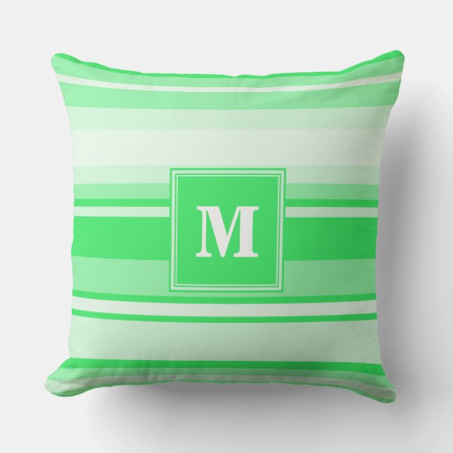 Monogram spring green stripes cushion (Front)