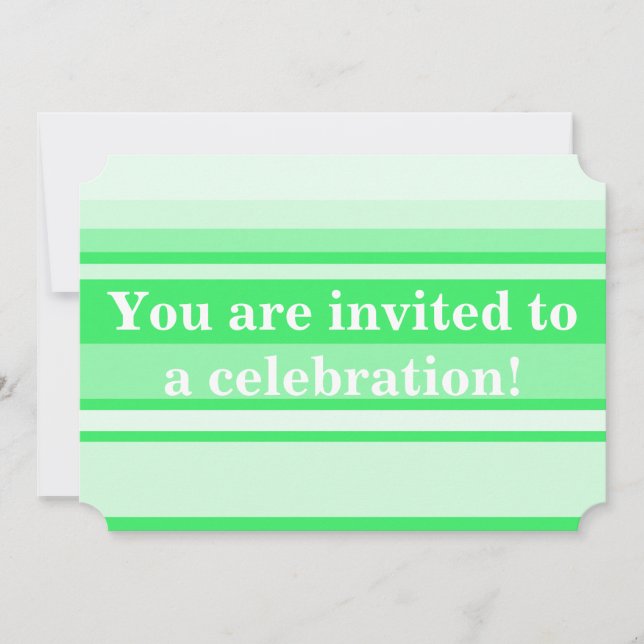 Monogram spring green stripes invitation (Front)
