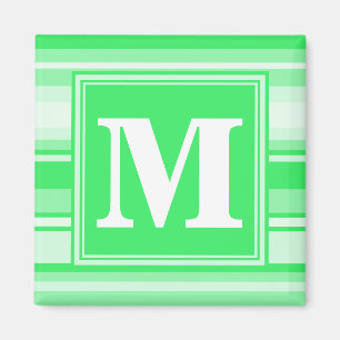 Monogram spring green stripes magnet