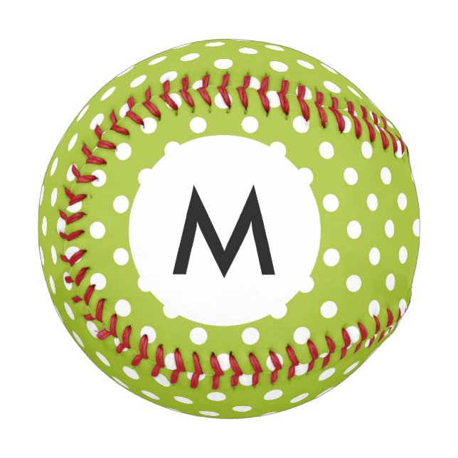 Monogram Spring pattern with white polka dots Baseball (Front Left)