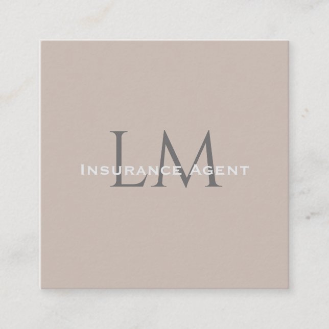 Monogram Square Classic Taupe Business Card (Front)