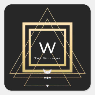 Monogram Square Gold Frame Minimalism Geometry Sticker