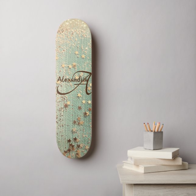 Monogram Stardust on Sea Green Skateboard (Wall Art)