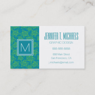 Monogram Starfish Crowd Pattern Business Card