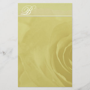 Monogram Stationery Faded Rose On Lime Green