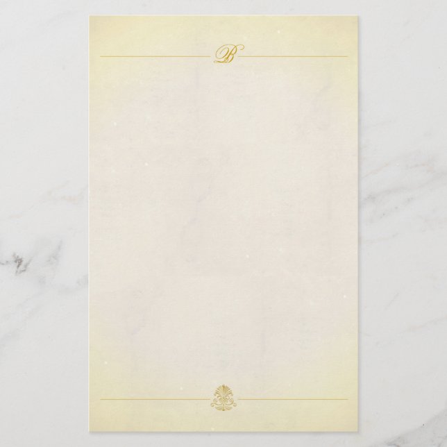 Monogram Stationery Vintage Parchment Paper Style (Front)