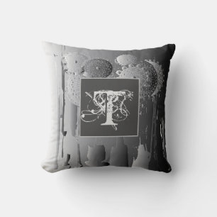 Monogram Steampunk Gradiant Grey w/Mandala Flowers Cushion