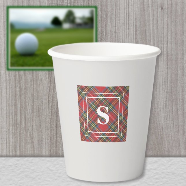 Monogram, Stewart Tartan Pattern 8oz Paper Cups (Creator Uploaded)