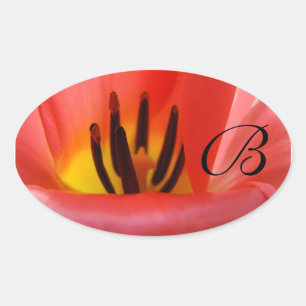 Monogram sticker seals Envelopes Cards Red