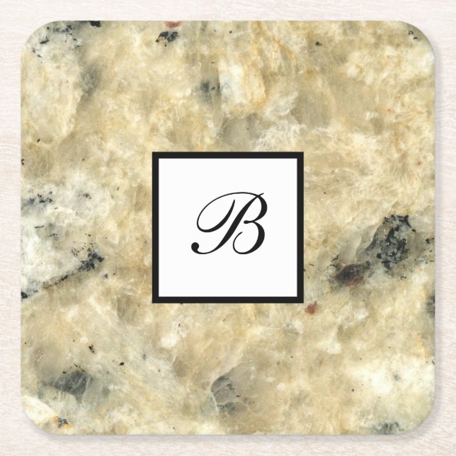 Monogram Stone Look Drink Coasters (Front)