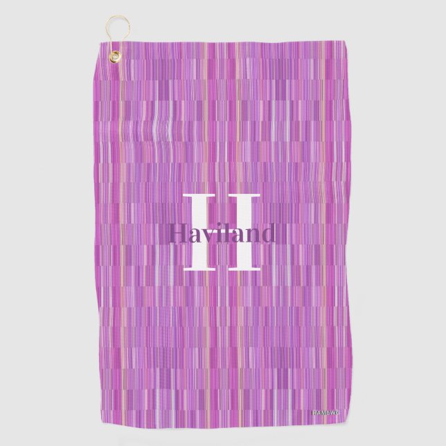 Monogram Stripe Golf Towel with Name and Initial (Front)