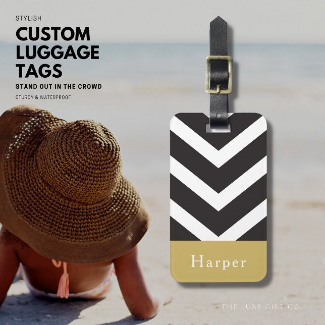 Monogram Stripe Luggage Tag Personalised (Creator Uploaded)