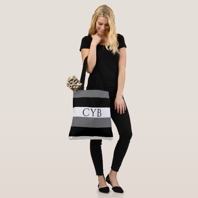 Monogram Striped All-Over-Print Tote (On Model)