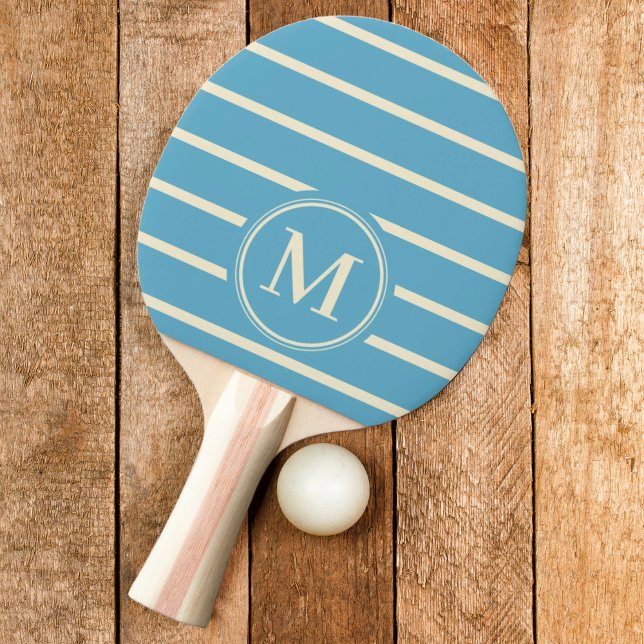 Monogram Striped Aqua Sky Colour Ping Pong Paddle (Creator Uploaded)