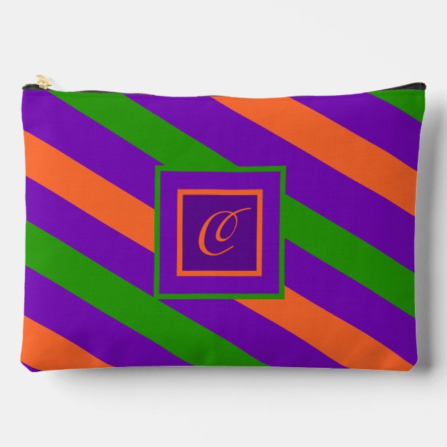 Monogram Striped Colourful & Vibrant  Accessory Pouch (Front)