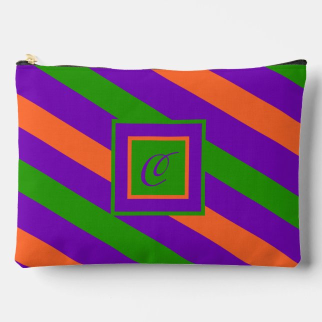 Monogram Striped Colourful & Vibrant  Accessory Pouch (Front)