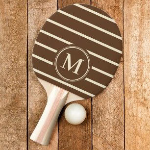Monogram Striped Deep Forest Brown Colour Ping Pong Paddle