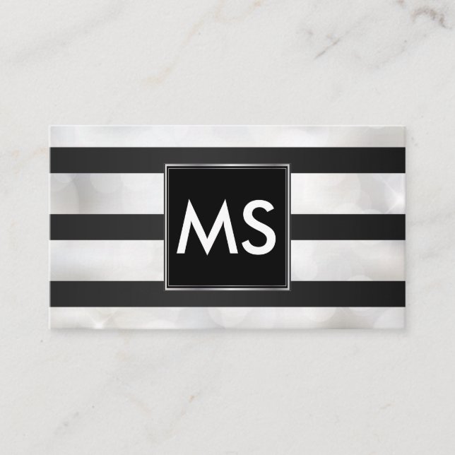 Monogram | Stripes | Bokeh Business Card (Front)