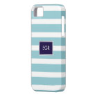Monogram Stripes iPhone Cases (Aqua/Navy)