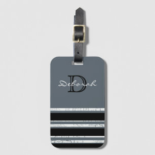 monogram & stripes luggage tag