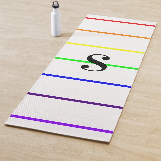 Monogram Stripes Namaste Black Backside Yoga Mat (In Situ)