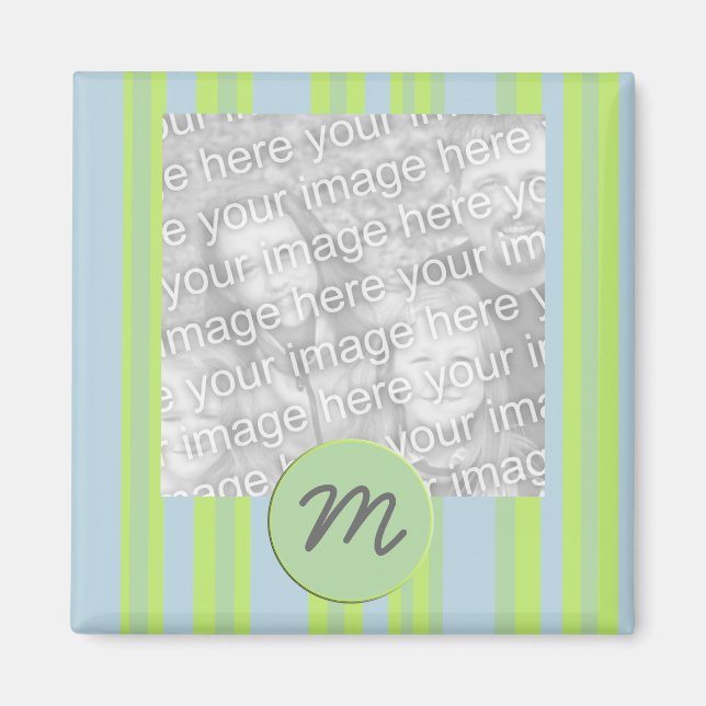 monogram stripes photo frame magnet (Front)