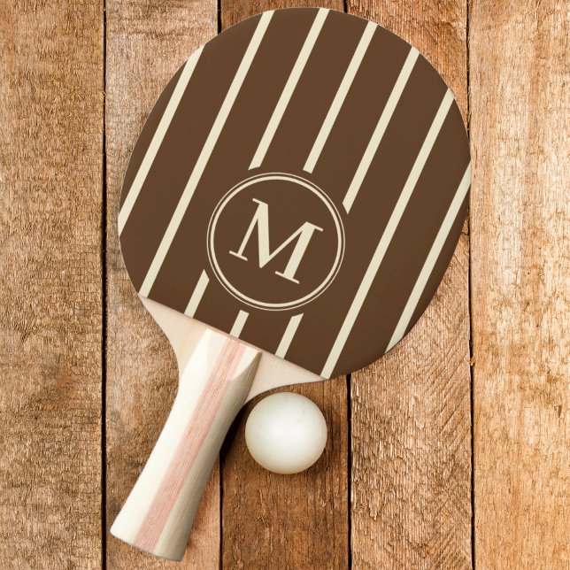Monogram Striping Deep Forest Brown Colour Ping Pong Paddle (Creator Uploaded)