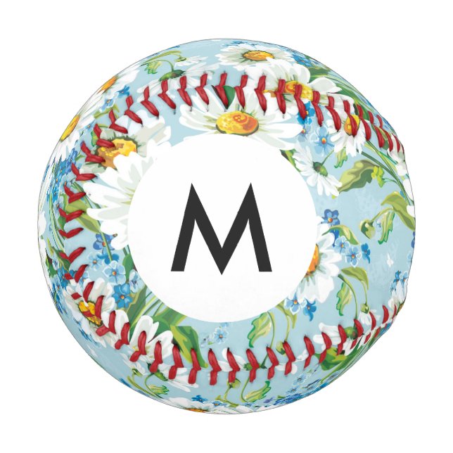 Monogram Stylish beautiful bright floral pattern 2 Baseball (Front Left)
