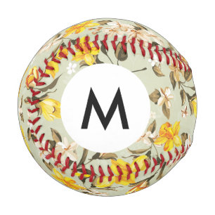 Monogram Stylish beautiful bright floral pattern Baseball