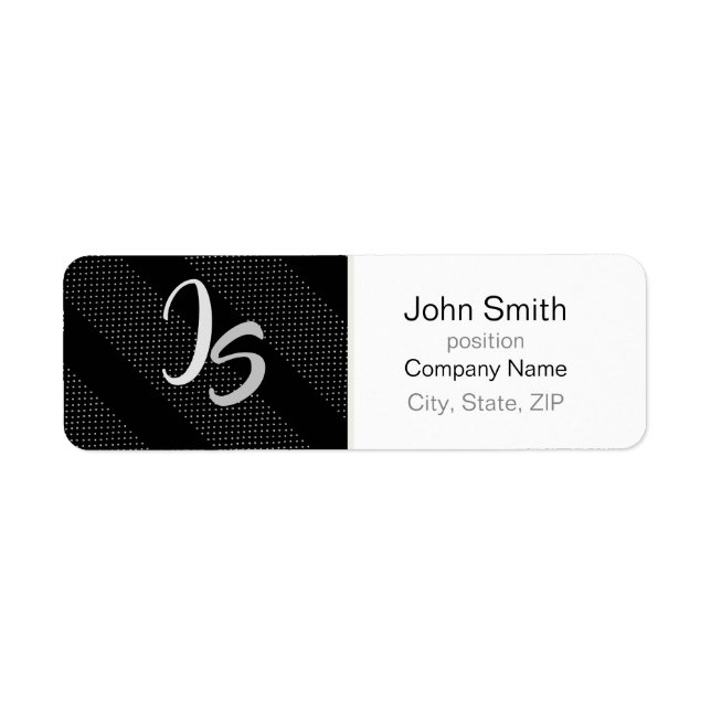 Monogram Stylish Geometric Black Pattern Return Address Label (Front)