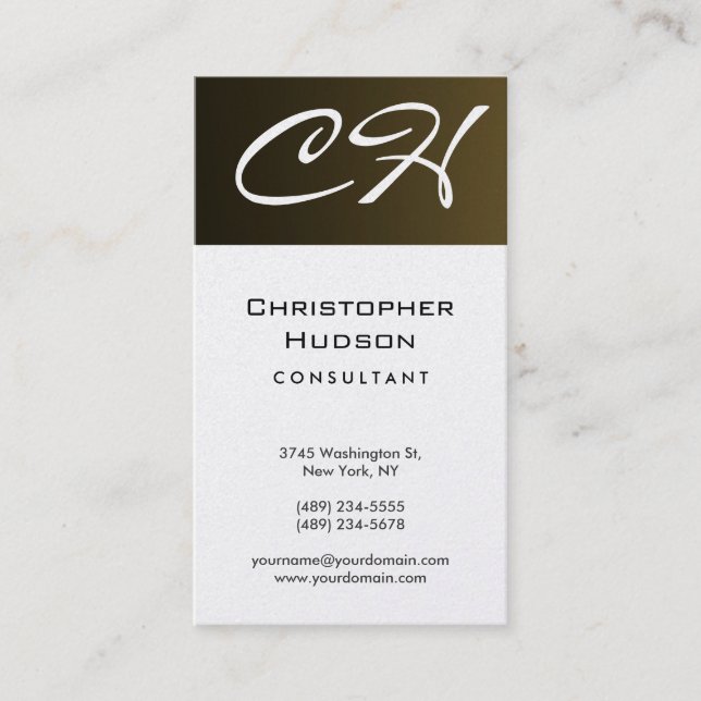 Monogram Stylish Modern Consultant Business Card (Front)