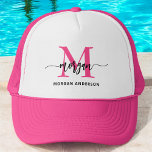 Monogram Stylish Modern Hot Pink Trucker Hat<br><div class="desc">Top off your look with our Monogram Stylish Modern Hot Pink Trucker Hat! Featuring a vibrant hot pink design and personalised with your monogram in a sleek, modern font, this hat adds a chic, custom touch to your style. The breatheable mesh back and adjustable snap closure ensure a comfortable fit,...</div>