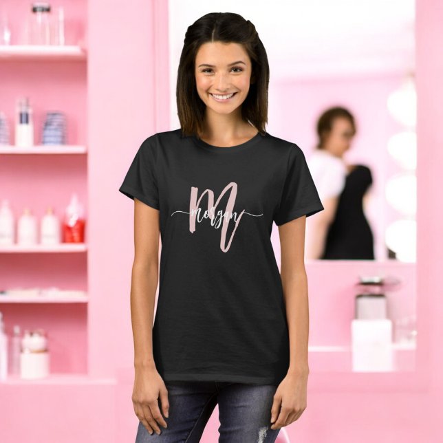 Monogram Stylish Modern Pink Business T-Shirt (Creator Uploaded)
