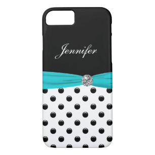 Monogram Stylish Polka Dot Turquoise iPhone 8/7 Case