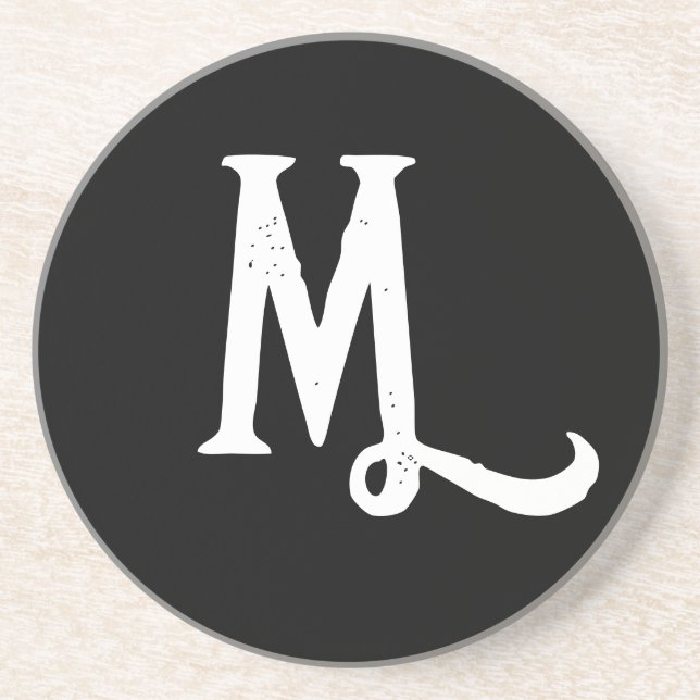 MONOGRAM STYLISH SCRIPT SANDSTONE COASTER (Front)