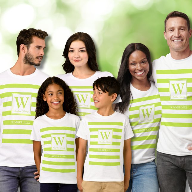 Monogram Summer Family Reunion Line Green Stripes T-Shirt (Creator Uploaded)