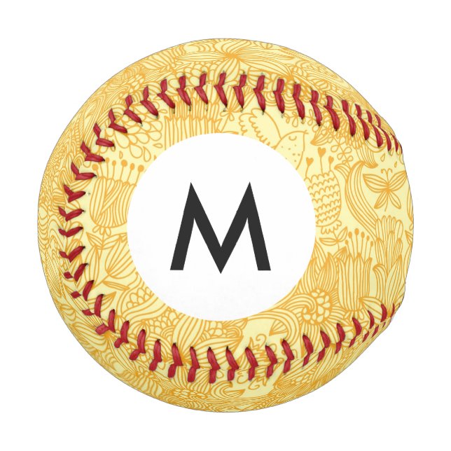 Monogram Summer floral pattern in warm colours Baseball (Front Left)