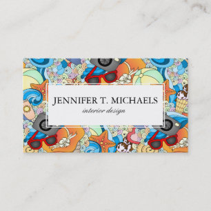 Monogram Summer Fun Pattern Business Card