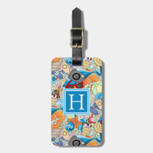 Monogram Summer Fun Pattern Luggage Tag