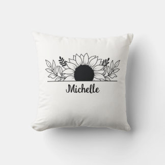 Monogram Sunflower Floral Cushion