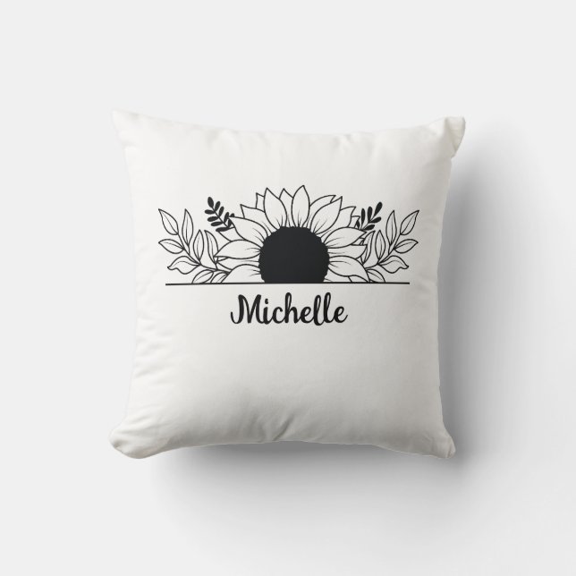 Monogram Sunflower Floral Cushion (Front)