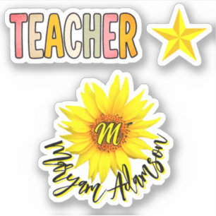 Monogram Sunflower + Name   Teacher Appreciation
