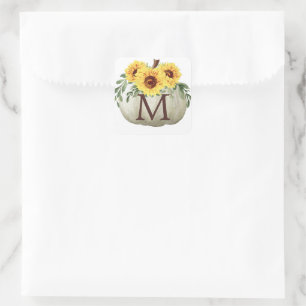 Monogram Sunflower Pumpkin Envelope Seals