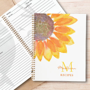 Monogram Sunflower Recipe Notebook