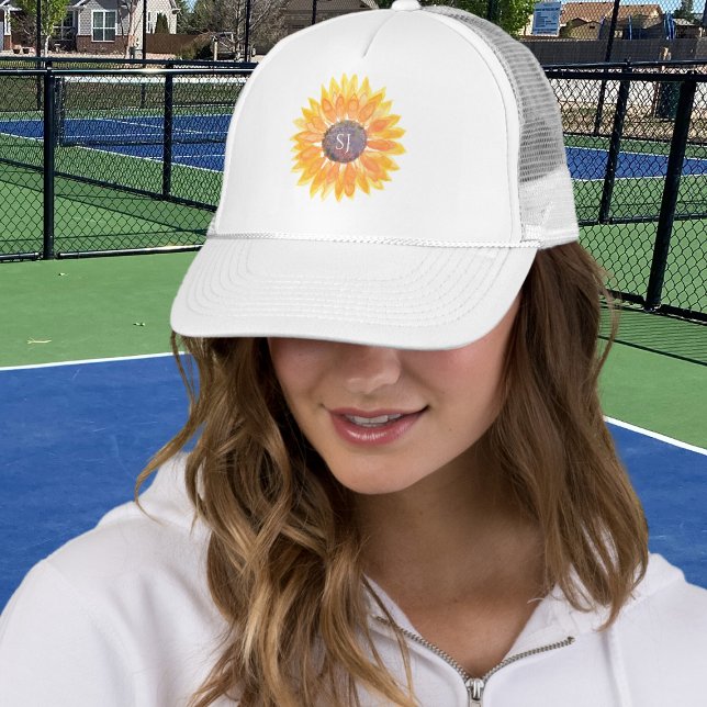 Monogram Sunflower Trucker Hat (Creator Uploaded)